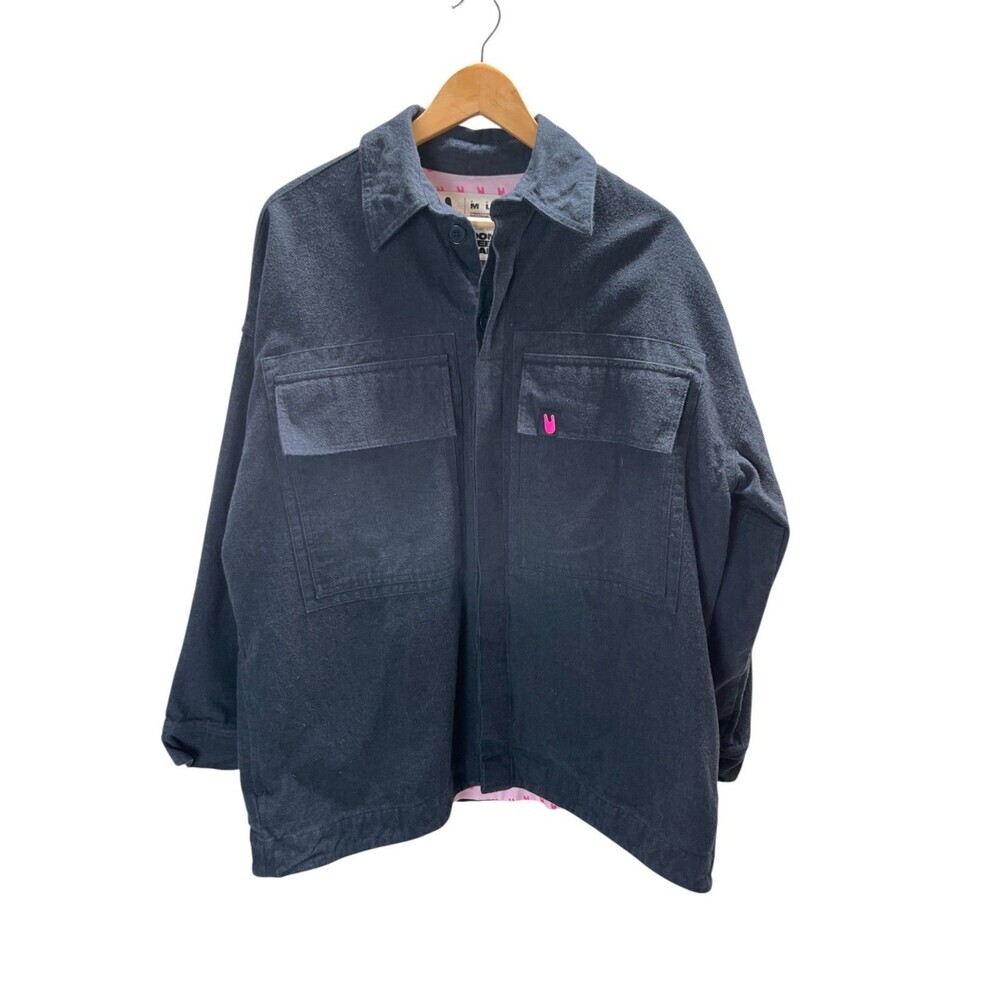 Unless Jacket Women's Size Large Gray Hidden Buttons Long Sleeve